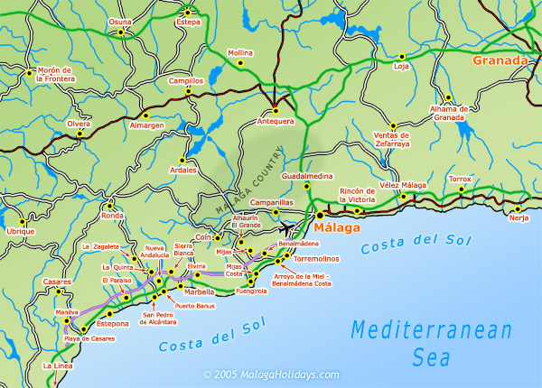 Map of the Costa del Sol