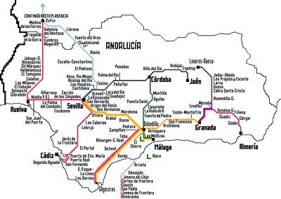 Train lines in Andalucia