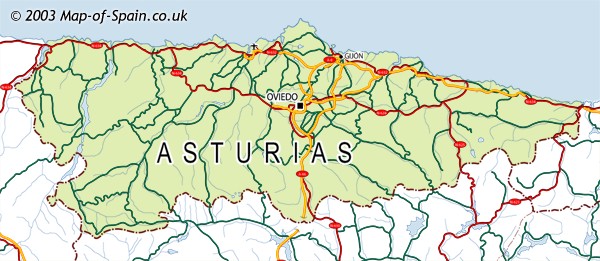 Map of Asturias