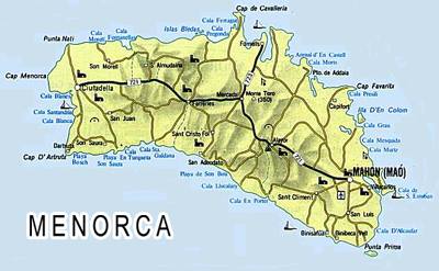 Map of Menorca (Minorca)