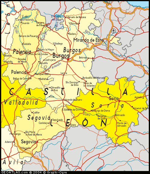 Map of Castille and Leon