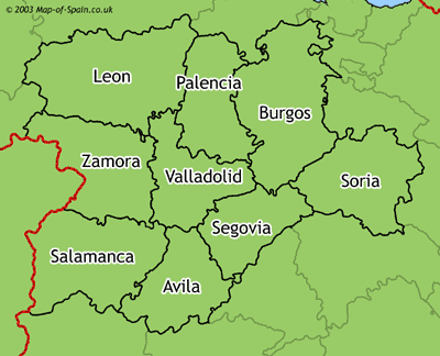 Map of regions of  Castile and Leon