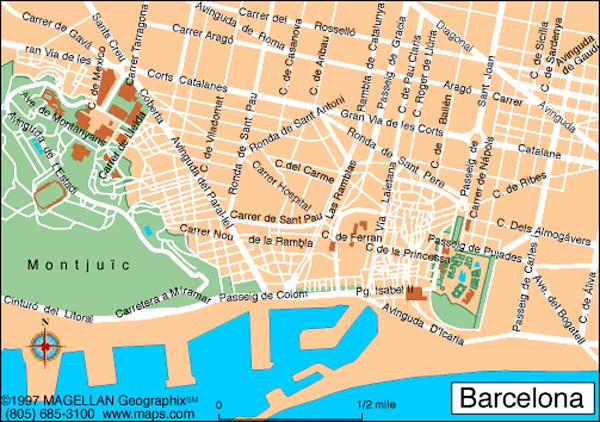 map of spain barcelona