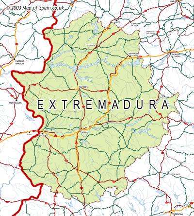 Map of Extremadura