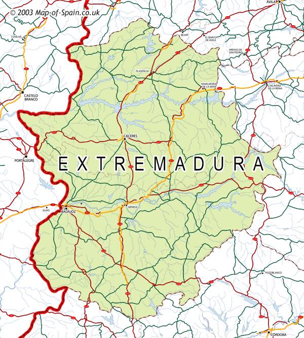 Map of Extremadura