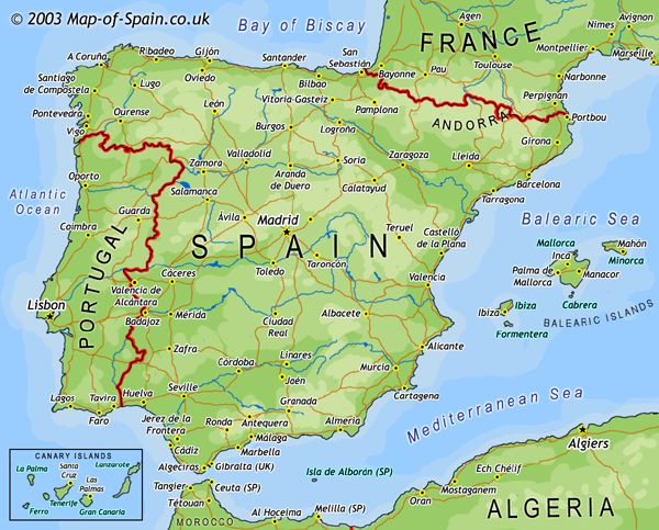 map of spain and portugal