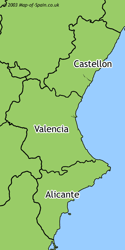 Map of the Valencian Community