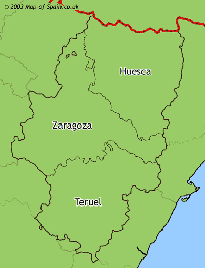 Map of regions of Aragon map