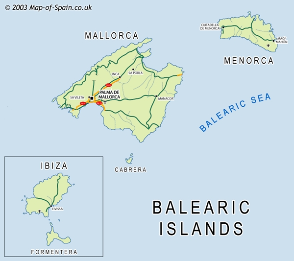 Map Of The Balearic Islands Spain Map