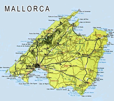 Map of Mallorca (Majorca)