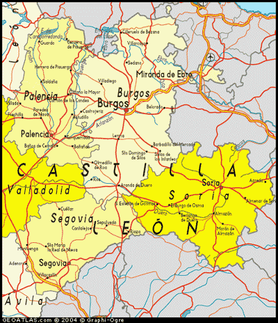 map of Castille and Leon - West