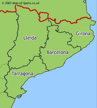 Map of Catalonia Catalunya regions